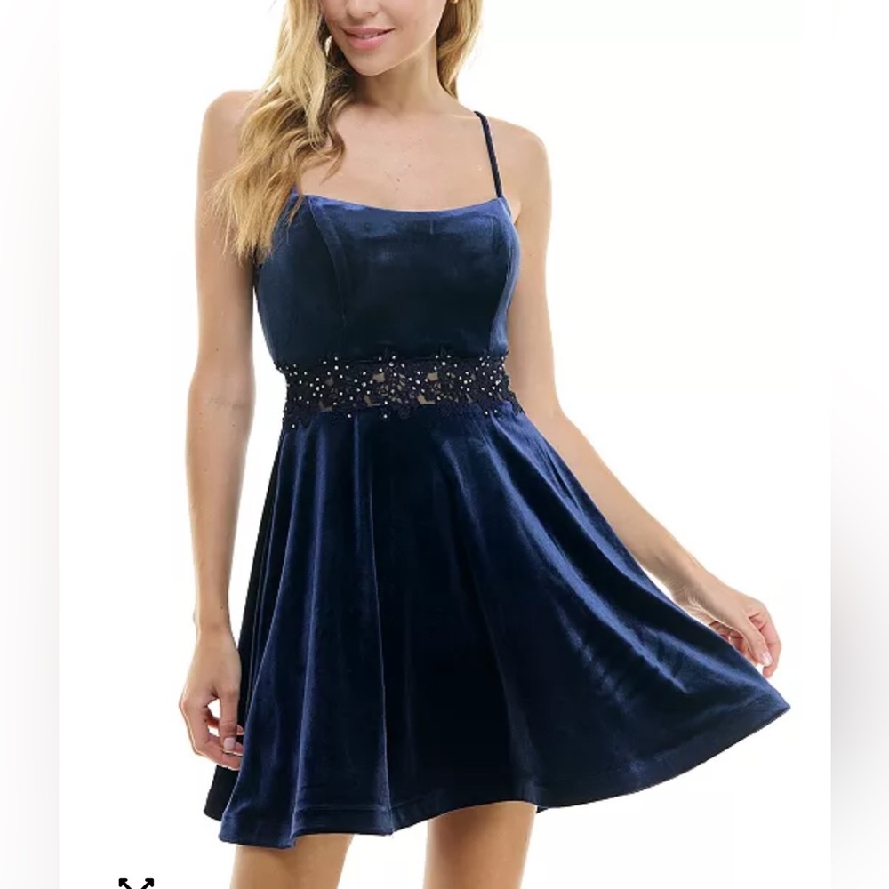 City Studio Navy Velvet Dress Size 15/16 NWT Party Cocktail‎ Formal Mini